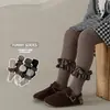Leggings para Niña Estilo Nuevo Primavera y Otoño 2026 con Rayas Verticales y Adorno de Encaje, Mallas para Bebé para Uso en Exteriores, Leggings para Niños