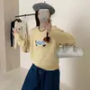 Suéter de Tricô Redutor de Idade Versátil para Mulheres, Estilo Coreano Novo para Outono e Inverno, Estampa Estereoscópica de Cachorro Salsicha Desenho Animado, Gola Redonda, Manga Longa