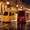 Papelera Estilo Autobús Vintage para Uso Doméstico, con Ruedas, Móvil, Diseño de Ranura Estrecha, Adecuada para Sala de Estar, Dormitorio, Habitación Infantil, Contenedor de Almacenamiento de Papelera Tipo Prensa