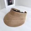 Sombrero de Paja Abierto Trenzado Estilo Japonés para Mujer, Sombrero de Sol de Paja para Verano, Sombrero de Sol Enrollable y Plegable para Viajar al Trabajo y Ciclismo