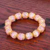 Pulsera para mujer de oro vietnamita con cuentas de ágata de imitación de microexplosión al por mayor y flor hueca chapada en oro