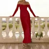 Vestido de Color Sólido Simple de Gama Alta Delgado que Cubre la Cintura y las Caderas, Cuello de Una Línea, Espalda Descubierta, Estilo Sexy para Dama, Estilo Nuevo Transfronterizo