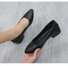 2026 Novos Sapatos de Trabalho para Comissárias de Voo de Couro Macio com Solado Macio, Confortáveis para Ficar em Pé por Muito Tempo, Sapatos Individuais Rasos de Salto Baixo Bloco Preto para o Dia a Dia