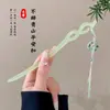 Grampo de cabelo de flor de magnólia, grampo de cabelo de estilo antigo, acessório de cabelo Hanfu, acessório de cabelo de cheongsam para mulheres, grampo de metal com pérola e franja, grampo de cabelo de jade