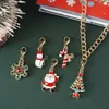 Nuevo Conjunto de Collar Colgante con Broche de Langosta de Aleación para Árbol de Navidad Caricatura Goteo de Aceite Bastón de Caramelo Colgante de Papá Noel