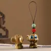 Talla de madera de sándalo verde, doce zodiacos, conjunto completo de rata, buey, tigre, conejo, dragón, serpiente, caballo, oveja, mono, pollo, perro, cerdo, colgante para teléfono móvil, bolso colgante