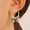 Aretes bohemios de diamantes de color con forma de gota de agua y circonita, estilo ins, diseño de nicho creativo europeo y americano, aretes de borla al por mayor