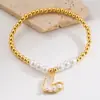 2025 Nuevo Estilo Ins Europeo y Americano Transfronterizo Pulsera de Cobre con Perlas de Corazón de Cereza Oro de 18 Quilates Elegante Versátil Accesorios para la Mano