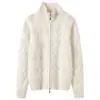 Suéter de Cashmere Ultra-Grosso Quente Novo para Outono e Inverno para Mulheres, Cardigã de Tricô Trançado com Zíper e Gola Alta, Casaco Suéter de Roupa Externa