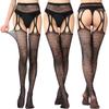 Conjunto de liga de renda sexy para mulheres, meias sexys de tentação, meias-liga transparentes com meias, comércio exterior, tamanhos grandes