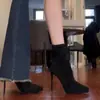 Botas Curtas Elásticas, Botas Slim para o Dia a Dia, Novas Botas Femininas de Camurça Bico Fino Ultra-Altas de Cano Médio para Outono e Inverno, Botas Versáteis Impermeáveis com Plataforma