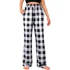 Comercio exterior transfronterizo 2023 otoño e invierno comercio exterior Amazon Pantalones casuales rectos para mujer cordón elástico cómodo cuadros para dormir