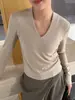 Camiseta de Manga Larga con Cuello en V Estilo Otoño 2026 para Mujer, Top Versátil Adelgazante como Capa Base, Nuevo Top Casual con Temperamento