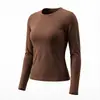 Camiseta de Manga Larga para Deportes de Otoño Invierno para Mujer, Secado Rápido, Transpirable, para Correr, Fitness, Yoga, Corte Ajustado, Cepillada, Capa Base de Pilates