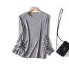 Top de punto básico cómodo para Otoño e Invierno, tacto piel, Lyocell Tencel Lana, cuello redondo, manga larga, camiseta interior