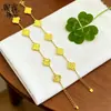 Loja de Ouro Mesmo Estilo Pulseira de Trevo Quebrado Gelo Lascado Escama de Dragão Banhada a Ouro para Mulheres, Ouro de Imitação, Luxo Leve de Nicho, Sensação de Alto Padrão