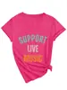 Soporte Música en Vivo Amazon Ebay Sitio Independiente Moda Casual Camiseta de Manga Corta con Cuello en V para Mujer Comercio Exterior