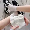 Calcetines Blancos para Mujer, Calcetines Finos de Malla para Primavera y Verano, Calcetines de Media Pantorrilla con Diseño Hueco, Calcetines Dulces sin Costuras con Volantes para Mujer