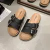 Sandalias Casuales de Cuero con Hebilla y Suela Gruesa para Mujer, Calzado Versátil para Exteriores de Verano 2025, Sandalias Elegantes para Vacaciones