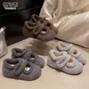 Zapatos de Algodón con Piel, Suela Gruesa y Tacón Oculto, Cierre de Velcro, Estilo Mary Jane de Lana, Planos con Forro de Terciopelo, Botas de Nieve para Mujer, Novedad Invierno 2026