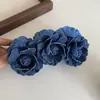Pinza Banana Flor Rosa Azul Denim Original Pinza Vertical Pinza para Cola de Caballo Alta Pinza para Volumen del Cabello Accesorios para el Cabello para Mujer