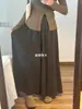 Calça-Saia Feminina Outono Petite Cor Café Melardo Marrom, Calça Larga Casual Solta com Caimento