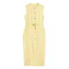Venda Quente Internacional AliExpress Novidades Primavera 2026 Cor Sólida com Cinto Vestido Sem Mangas de Crepe 3597054