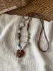 Collar Colgante de Cerámica y Madera con Cuentas Estilo Étnico Retro Cadena de Clavícula de Nicho Lujo Accesible Joyería Elegante de Gama Alta para Mujeres