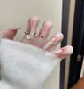 Explosões unha usada à mão strass de alta qualidade longo patch francês nail art terminou 30 peças de unhas removíveis
