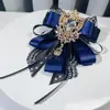 Europeu e Americano Transfronteiriço Retrô Azul Bordado Pesado Strass Borboleta Presente de Casamento Gravata Borboleta Homens e Mulheres Renda Fita Fluida Broche Acessórios
