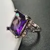 Joia de desejo transfronteiriça Chenrui personalidade zircônia retangular roxa incrustada zircônia em forma de gota anel feminino fornecimento direto da fábrica