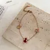 Lujo Ligero y Exquisito Nuevo Estilo Chino Calabaza de la Fortuna y la Bendición Pulsera de Oro Rosa Estilo Antiguo Ancla Roja Completa de Diamante Joyería Literaria