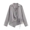 2025 Nueva Moda Otoño Versátil Elegante Elegante Nicho Camisa de Rayas con Lazo de Doble Botonadura para Mujer 3564171