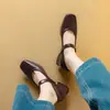 2025 Novos Sapatos Femininos de Primavera e Outono Tira de Viagem Salto Médio Grosso Sapatos de Salto Único Sapatos Mary Jane Tamanho 32-43 Desejo Sapatos de Comércio Exterior
