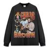 Camiseta Retrô Estampada Chris Brown Transfronteiriça Streetwear Americano Vintage Lavada Pesada Casual Manga Curta Ins