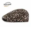 Boné Americano Retro com Estampa de Leopardo para Mulheres, Boina Versátil Estilo Duckbill que Afina o Rosto, Adequado para Todas as Estações, Boina Newsboy Britânica