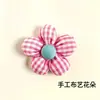 Novos Acessórios DIY de Flor de Cinco Pétalas Xadrez Estilo Coreano, Materiais para Acessórios de Roupa e Cabelo de Flor de Cinco Pétalas Xadrez de Algodão Preenchido Feitos à Mão