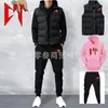 Conjunto de Tres Piezas de Sudadera Chaleco Casual de Moda para Hombre y Mujer Otoño e Invierno Traje Deportivo Estampado de Terciopelo Europeo y Americano Listo para la Venta