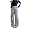 Pantalones anchos de estilo americano con técnica de aireación para mujer, nuevos pantalones casuales de cintura alta para adelgazar de primavera y otoño, pantalones deportivos holgados y versátiles de pierna recta