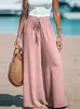 2026 Comércio Exterior Transfronteiriço Mais Vendido Calça Wide Leg Feminina Moda Amazon Estilo Casual Confortável Cor Sólida Calça Longa para Mulheres