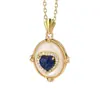 Colgante Individual con Forma de Corazón de Plata de Ley S925 con Turquesa y Lapislázuli para Mujer, Nuevo Estilo Chino, Lujo Ligero, Nicho, Sensación de Alta Gama, Regalo de Año Nuevo