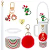 Cubierta de Silicona para Vaso Stanley Navideña Transfronteriza, Cuerda de Correa de Corazón para Taza, Set Combinado con Colgante de Árbol de Navidad y Muñeco de Nieve