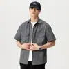 Nova camisa de seda gelada estilo americano para homens, esportiva de alta qualidade, secagem rápida, manga curta, colarinho de lapela, casual, ultrafina
