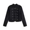 Venta al por mayor transfronteriza de ropa para mujer 2026 Moda europea y americana casual chaqueta de gamuza con nudo y decoración de botón para mujer A711985