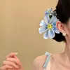 Grampo de Cabelo Estilo Férias de Verão Orquídea Borboleta para Mulheres, Acessório de Cabelo Lateral com Flor Artificial, Presilha de Cabelo de Alta Qualidade Estilo Coreano, Ornamento de Cabelo para Sessão de Fotos Estilo Antigo