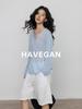 Camisa Cubre-traje Delgada Protectora del Sol de Manga Larga con Cuello en V, Holgada y Cómoda, para Mujer, Top Casual para Viajes Diarios