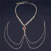 Europa y Estados Unidos nueva cadena para pezones sexy con borlas collar de corazón rojo cadena corporal divertida accesorios de diamantes de imitación al por mayor
