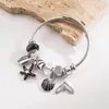 Joyería He Ming: Pulseras nuevas y de moda estilo Pandora con dijes de concha, estrella de mar y cola de pez, ajustables, adecuadas para parejas y diseñadas para mujeres