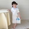 Vestido Princesa Sasha Infantil Vestido Infantil Camisola Feminina Vestido de Casa de Verão Feminino Vestido Infantil Menina Azul