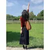 Suéter de Punto de Manga Larga con Cuello Polo Rojo Retro para Mujer, Diseño Nicho con Sentido del Estilo para Principios de Primavera, Adelgazante, Camiseta Interior Básica